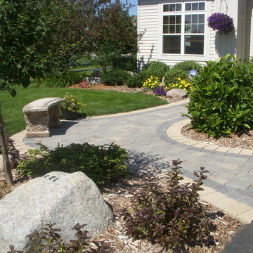 Front entries, sidewalks, paths and steps