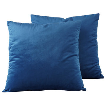 Heritage Plush Velvet Cushion Cover Pair, Pisces Blue, 18w X 18l