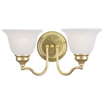 Livex Lighting - Livex Lighting 1352-02 Essex - Two Light Bath Bar - Shade Included.Essex Two Light Bath Polished Brass White *UL Approved: YES Energy Star Qualified: n/a ADA Certified: n/a  *Number of Lights: Lamp: 2-*Wattage:100w Medium Base bulb(s) *Bulb Included:No *Bulb Type:Medium Base *Finish Type:Polished Brass