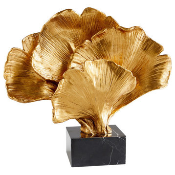 Cyan Gilded Bloom Sculpture 10430, Gold