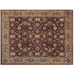 Bareens Designer Rugs - Agra Pak Persian Mignon Red/Grey Wool Rug - 8'4'' x 10'4'' - Designed with mesmerizing intricacy and gorgeous color palette, this hand-knotted masterpiece demonstrates the beauty and electrifying thrill of Pak Persian art. These meticulously hand-knotted Pak-Persian rug is made with pure wool and features breathtaking traditional, transitional, and tribal designs in bold luxurious color pallets. Known for their intricate designs these rugs are a reproduction of Persian rugs, made in Pakistan with unique Mughal designs. Made by master weavers using the same Persian texture, design and dying technique, we wanted to produce the most significant manifestation of Persian art, life, and culture. This rug is most famous for its exceptional quality, incredible designs, patterns, and vibrant rich color. Pak-Persian rugs made with Persian weave with high knot counts, which enables the high intricacy and detail found in the patterns are also referred to as "State of art", each color adds a rich beautiful detail in the artwork of this rug. The design, color, and beautiful chromatic composition with a vibrant sheen with intricate designs, exude beauty, elegance, and quality make this rug a masterpiece of its own.