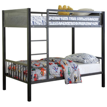Coaster Meyers Modern Twin Over Twin Metal Bunk Bed in Black/Gray