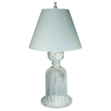 36" Silver Iron Tassel Table Lamp, Cottage Contemporary Romantic Ornate