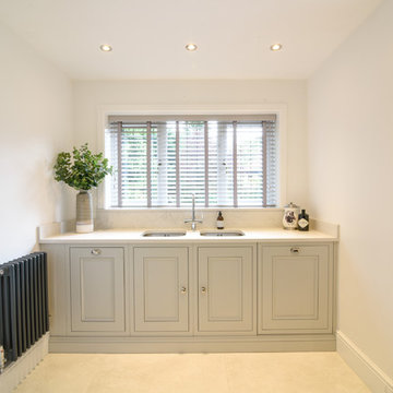 1909 In-Frame shaker style traditional kitchen in dove grey and charcoal