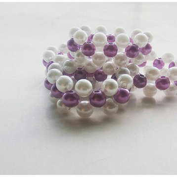 Purple and Pearl Beaded Napkin Rings, Set of 4
