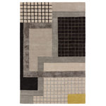 Jaipur Living - Aramina Handmade Abstract Gray/ Black Area Rug 9'X12' - The sleek and angular Iconic collection infuses interiors with bold colorways and modern style. A playful geometric motif and on-trend gray, black, and cream colorway come together to form the Aramina rug. Hand tufted of viscose and New Zealand wool, this fresh accent boasts cut and looped pile for added texture and dimension.