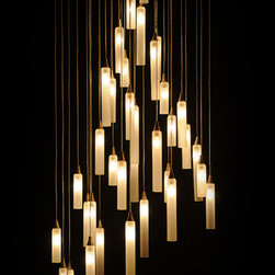 RAINFALL -  BLOWN GLASS CHANDELIER-MODERN LED BLOWN GLASS LIGHTING - Pendant Lighting