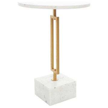 Glam White Marble Accent Table 564070