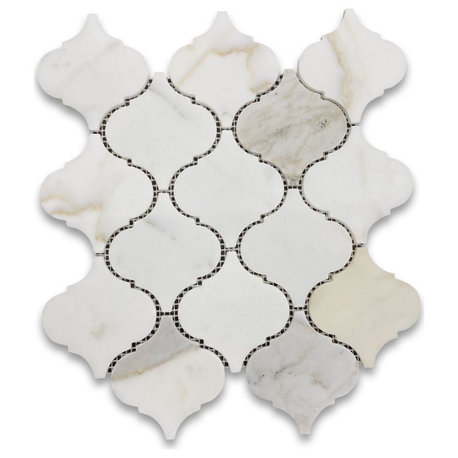 Calacatta Gold Calcutta Marble Arabesque Lantern Baroque Tile Honed, 1 sheet