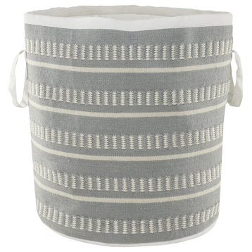 Dash and Stripe Indoor/Outdoor Storage Basket, 21" Height, Powder Blue/White
