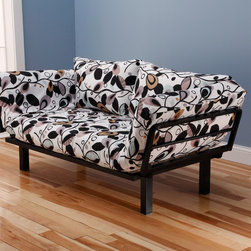 Black Metal Futon with Tanglewood Mattress in Chair Position - Products