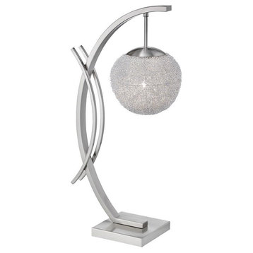 Lexicon Modern Metal Base Table Lamp in Satin Nickel