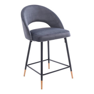 Velvet Counter Stool Grey Bar Stools by Afb
