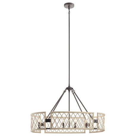 Kichler Oana Oval 6-LT Chandelier 52078WWW - White Washed Wood