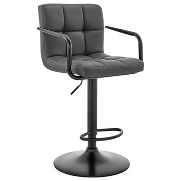 Laurant Adjustable Gray Faux Leather Swivel Bar Stool