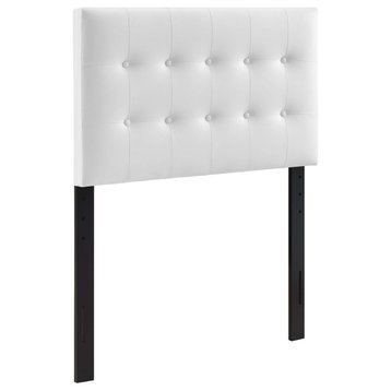 Emily Twin Tufted Faux Leather Headboard, White