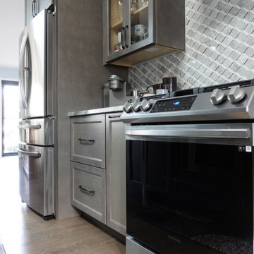 Salvinawhite kitchen, color consult, wall tile, pendant light, white countertop,