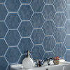 Palm Hex Porcelain Floor and Wall Tile, Blue