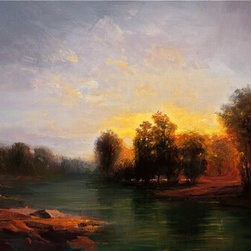 Evening at the Riverbank by A. Pell - Artwork