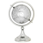 The Novogratz - Glam Silver Aluminum Metal Globe 43479 - Place this globe on any counter or table to show your love for traveling. Embark on an exciting adventure with this world globe decor. Experience the world in your grasp with our decorative globe with stand! Place this globe on any accent table to show your love for traveling. Designed with felt or rubber stoppers at the base that prevent scratching furniture and table tops, as well as sliding around. This item ships in 1 carton. Aluminum globe makes a great gift for any occasion. Table top globe measures 7in diameter. Suitable for indoor use only. This item ships fully assembled in one piece. Made in India. This is a single silver colored decorative world globe. Glam style.