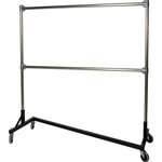 Quality Fabricators - Z-Rack - Heavy Duty 60" Long Base Double Rail w/ 60" Uprights Black - This Z-Rack is designed to hold up to 500 lbs of apparel, while maximizing all five feet of length. And because the two rows are placed on top of each other, the rack will not tip under a heavy load.