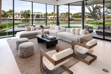 Example of a trendy living room design in Miami