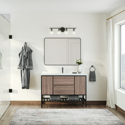 Levi Bathroom Vanity, Single Sink, 48", Taupe, Freestanding