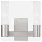 Livex Lighting - Livex Lighting 50682-91 Midtown - Two Light Bath Vanity - Mounting Direction: Up/Down  ShMidtown Two Light Ba Brushed Nickel Clear *UL Approved: YES Energy Star Qualified: n/a ADA Certified: YES  *Number of Lights: Lamp: 2-*Wattage:60w Candalabra Base bulb(s) *Bulb Included:No *Bulb Type:Candalabra Base *Finish Type:Brushed Nickel