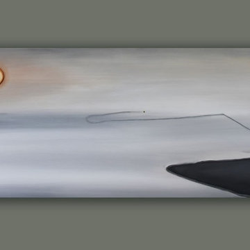 "First Cast", 12" x 30", Original Textured Painting by Katy Karnes