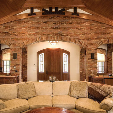 Accent wall using the color, English pub thin brick.
