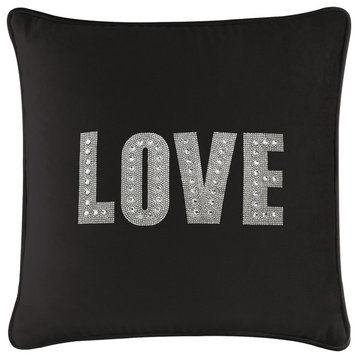 Sparkles Home Love Montaigne Pillow, Black Velvet, 20x20