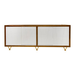 Worlds Away Crisscross Rosewood Veneer and White Lacquer Cabinet - Entertainment Centers And Tv Stands