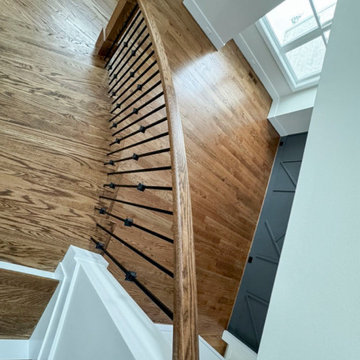 117_Distinct Oak Staircase with Iron Balusters & Oak Rail Profile, Chantilly VA