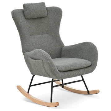 Gewnee Rocking Chair - with rubber leg and cashmere fabric, Gray