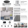 Cosmo Ducted Wall Mount Range Hood, Stainless Steel With Push Buttons, LED