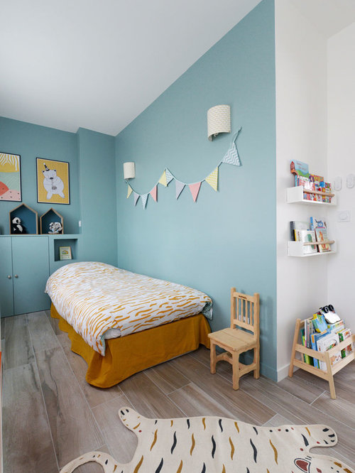  Chambre  d enfant scandinave avec un mur  bleu  Photos et 