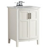 Winston Bath Vanity Rounded Front With White Quartz Marble Top, Soft White, 24"