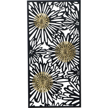 Floral Wall Accent, Black and Gold