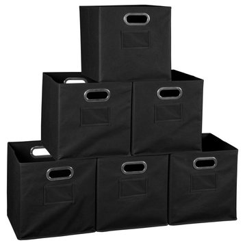 Niche Cubo Set of 6 Foldable Fabric Storage Bins- Black