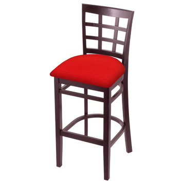 3130 30 Bar Stool with Dark Cherry Finish and Canter Red Seat