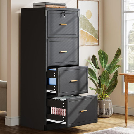 Tribesigns 4 Drawer File Cabinet with Lock, Locking Filing Cabinet