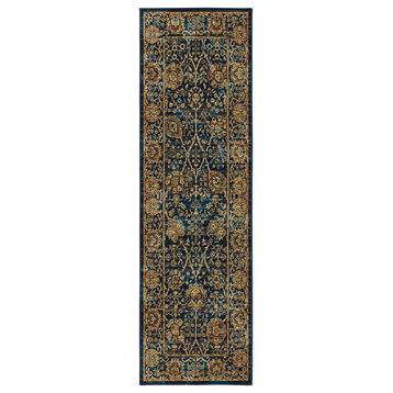 Oriental Weavers Sphinx Ankara 501K5 Geometric Rug, Blue and Gold, 9'10"x12'10"