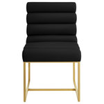 INSPIRED HOME - Inspired Home Maddyn Dining Chair, Pu Leather Black/Gold - "Blend a generous dose of luxury and style into your home with these modern armless dining chairs in a set of 2, tailored to inspire. Our trendy chairs are available in chrome or gold frames and in velvet or PU leather upholstery. These impressive pieces are sure to add elegance and sophistication to your dining room, kitchen, office, powder room, or makeup room. A perfect stand-alone piece or a lovely addition to any room. Modernize your home seating decor with rich channel tufted upholstery and a sleek stainless-steel frame for that glam style.