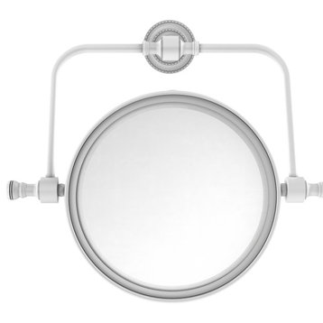 Retro Dot Wall Mounted Swivel Make-Up Mirror 8" 2xMagnification, Matte White