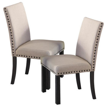 Best Master Linen Fabric Dining Side Chair in Antique Gray/Natural (Set of 2)