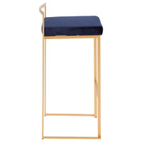 LumiSource Fuji Barstool, Gold With Blue Velvet, Set of 2