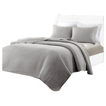 Madison Park Microfiber Solid Brushed Quilted Coverlet Mini Set, King