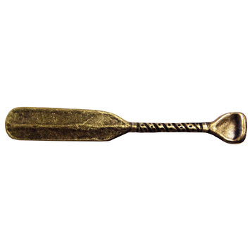 Wrapped Handle Canoe Paddle Cabinet Pull, Antique Brass