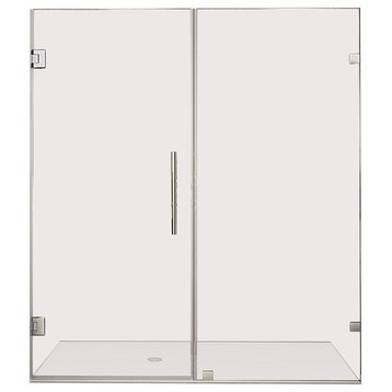 Aston Nautis Frameless Hinged Shower Door With Glass Shelves, Chrome, 72"x72"