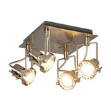 Agidio LED ceiling lamp, 4-light, satin nickel